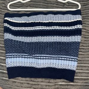 strapless blue crop top